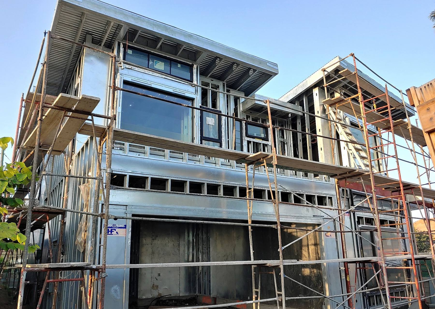 Custom residence under construction with extensive cold-formed steel framing.