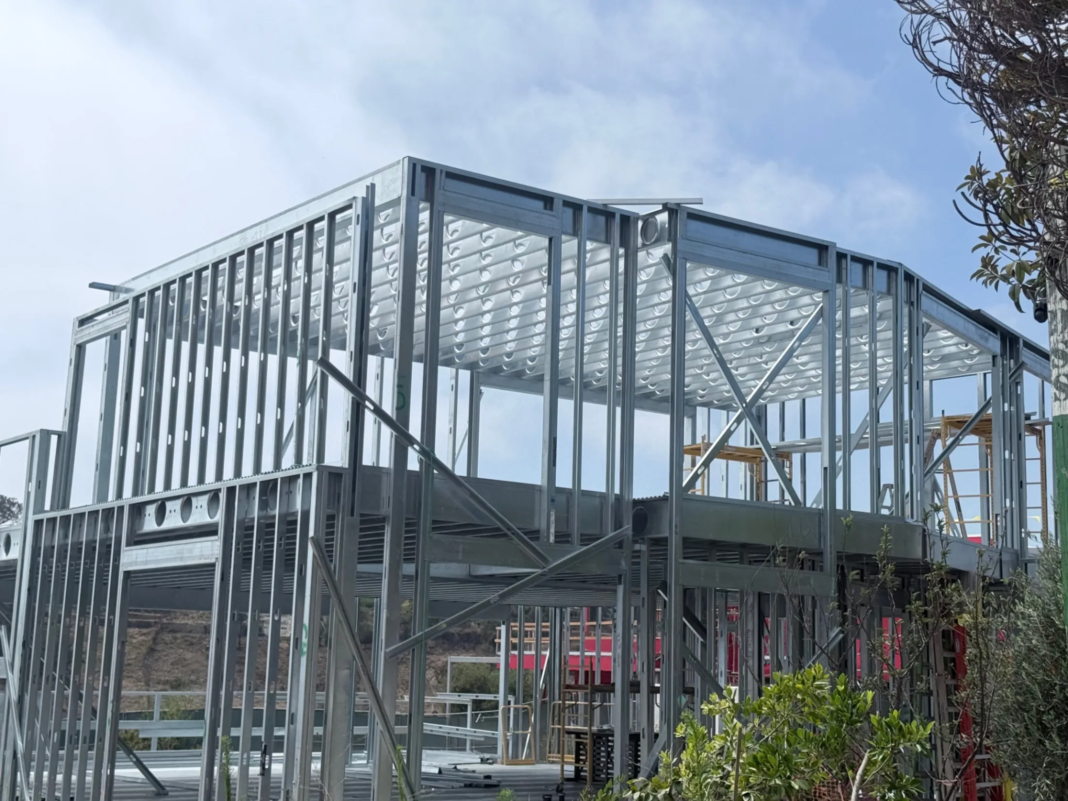 Pacific Palisades wildfire rebuild framed with residential cold-formed steel walls, floors and roof structure