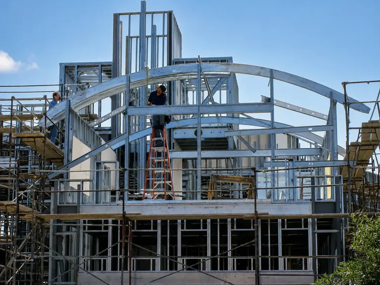 Custom curved cold-formed steel framing on a residential construction project
